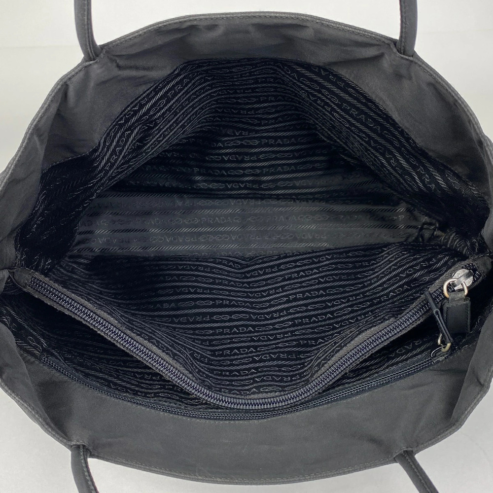 Prada Logo Plate Tote Bag Shoulder Nero Black - Picture 6 of 6